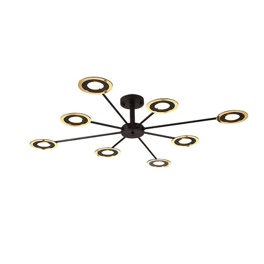 Contemporary Iron Sputnik Chandelier: 6/8-Head Hanging Lamp For Bedroom Black/White/Black-Gold