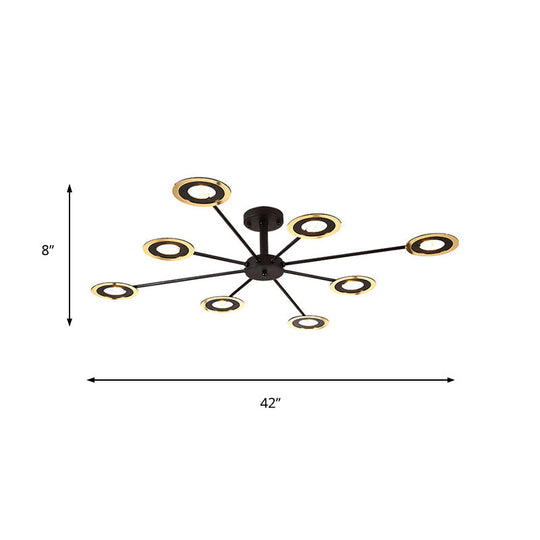 Contemporary Iron Sputnik Chandelier: 6/8-Head Hanging Lamp For Bedroom Black/White/Black-Gold