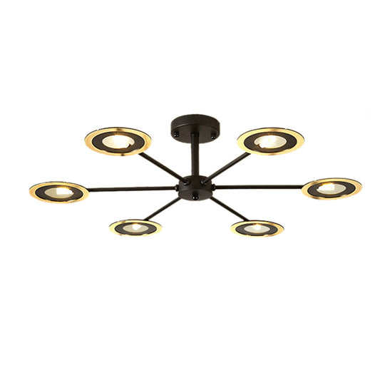 Contemporary Iron Sputnik Chandelier: 6/8-Head Hanging Lamp For Bedroom Black/White/Black-Gold