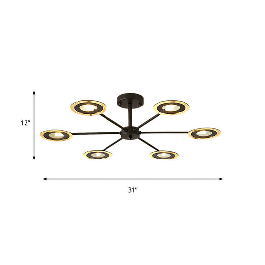 Contemporary Iron Sputnik Chandelier: 6/8-Head Hanging Lamp For Bedroom Black/White/Black-Gold