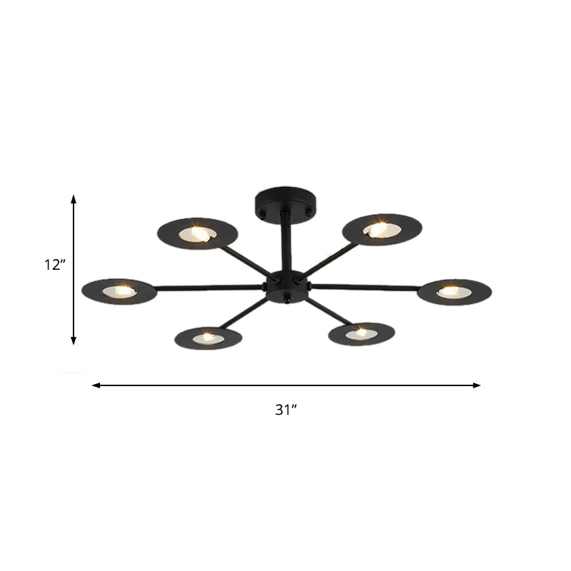 Contemporary Iron Sputnik Chandelier: 6/8-Head Hanging Lamp For Bedroom Black/White/Black-Gold