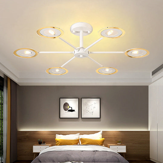 Contemporary Iron Sputnik Chandelier: 6/8-Head Hanging Lamp For Bedroom Black/White/Black-Gold