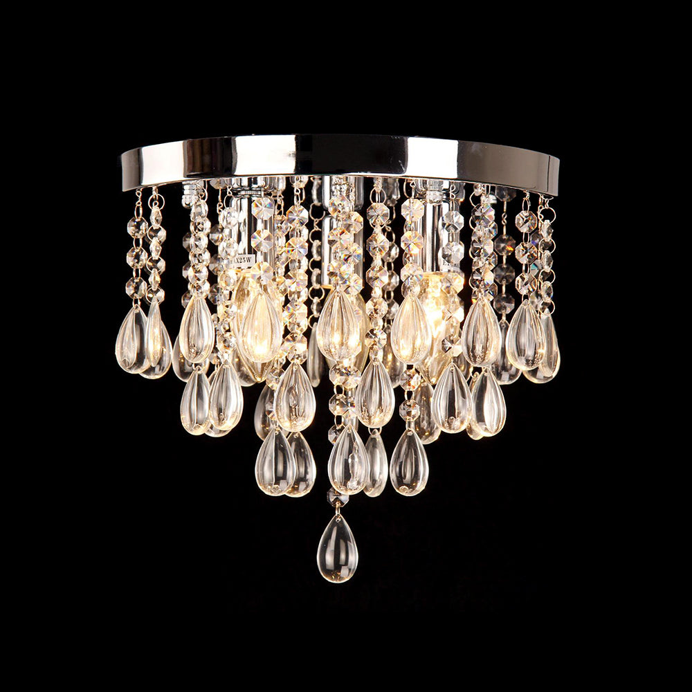 10/12 Crystal Flush Mount Lighting With Circle Shade - Vintage Multi-Head Ceiling Fixture (Clear)