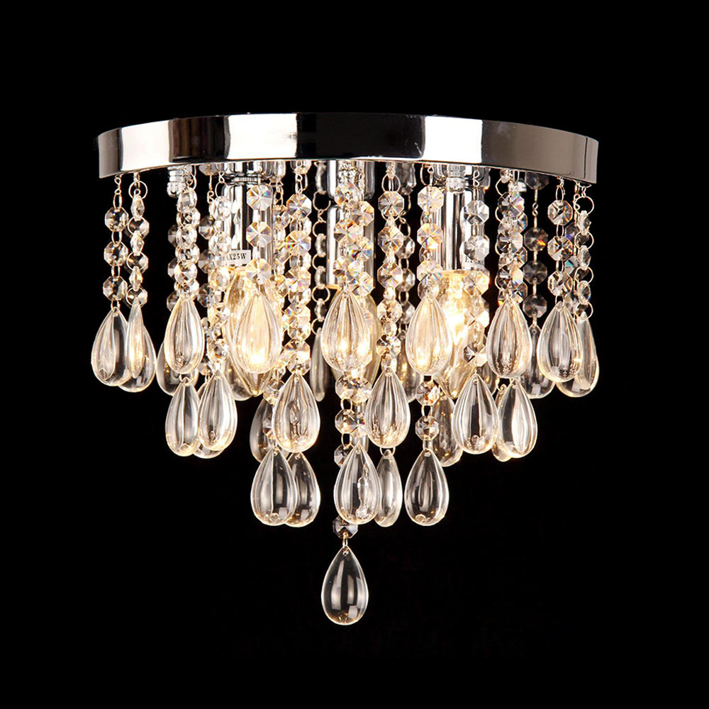 10/12 Crystal Flush Mount Lighting With Circle Shade - Vintage Multi-Head Ceiling Fixture (Clear)