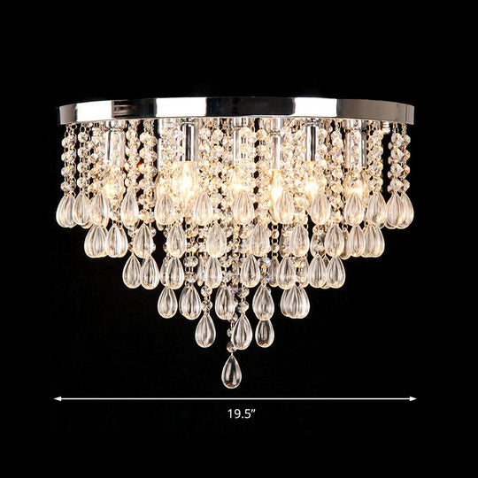 10"/12" Crystal Flush Mount Lighting with Circle Shade - Vintage Multi-Head Ceiling Fixture (Clear)