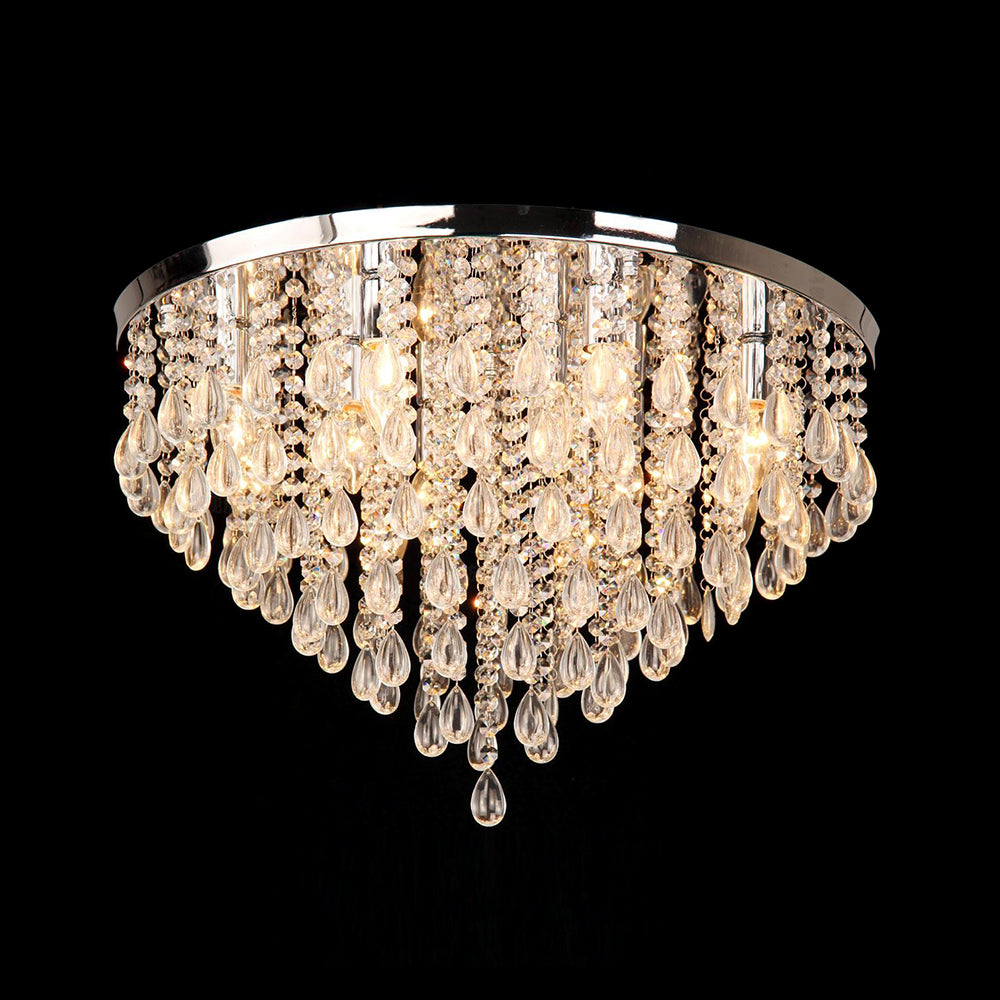 10"/12" Crystal Flush Mount Lighting with Circle Shade - Vintage Multi-Head Ceiling Fixture (Clear)