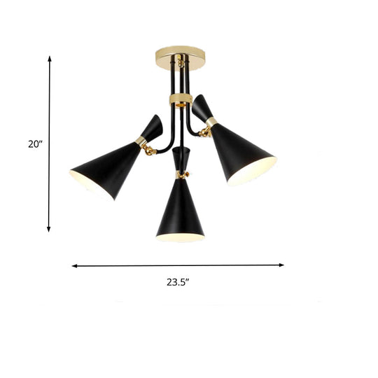 Modern Iron Flared Drop Pendant Chandelier - 3/5-Light Black Fixture Ideal For Dining Room