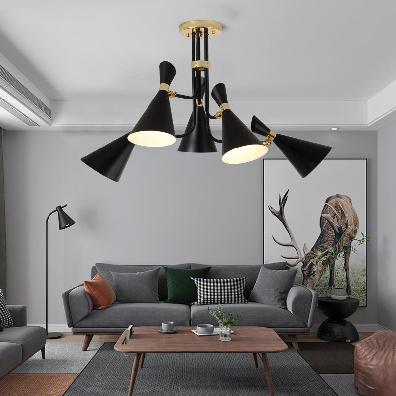 Modern Iron Flared Drop Pendant Chandelier - 3/5-Light Black Fixture Ideal For Dining Room 5 /