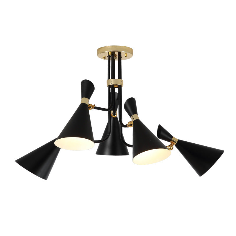 Modern Iron Flared Drop Pendant Chandelier - 3/5-Light Black Fixture Ideal For Dining Room