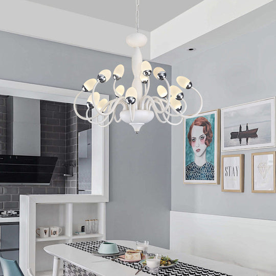 Contemporary Bud Bedroom Chandelier: Acrylic 15/22-Light Hanging Pendant White