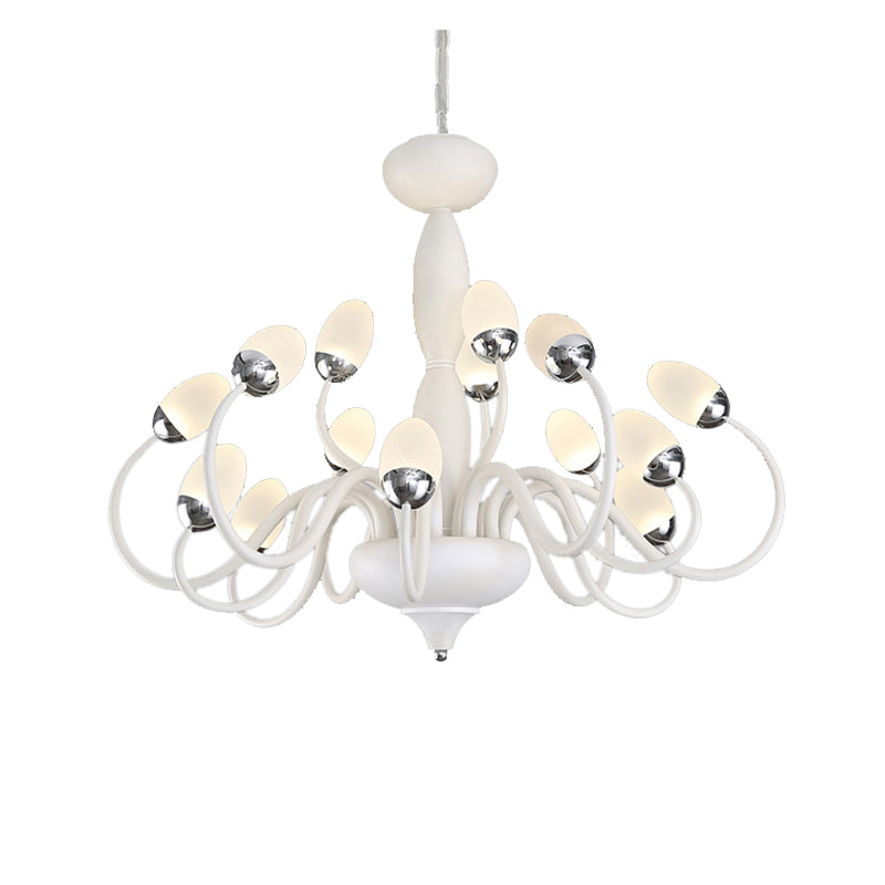 Contemporary Bud Bedroom Chandelier: Acrylic 15/22-Light Hanging Pendant White