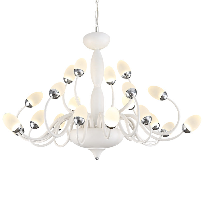 Contemporary Bud Bedroom Chandelier: Acrylic 15/22-Light Hanging Pendant White