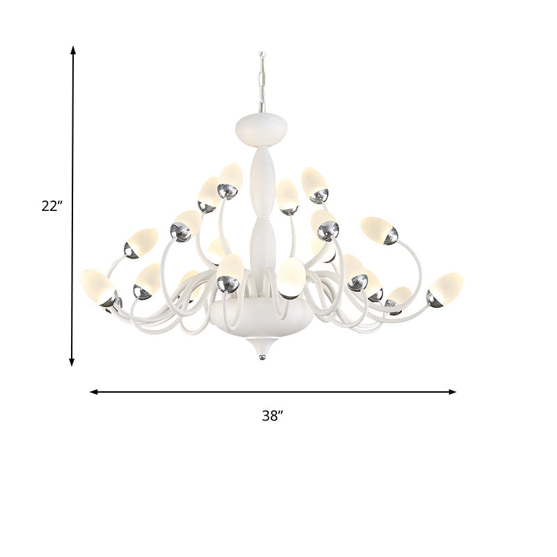 Contemporary Bud Bedroom Chandelier: Acrylic 15/22-Light Hanging Pendant White