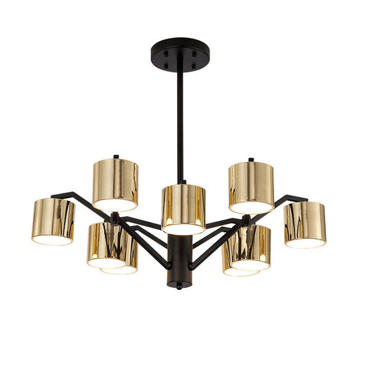 Gold Metal Drum Chandelier: Modern 7-Head Pendant Light For Living Room