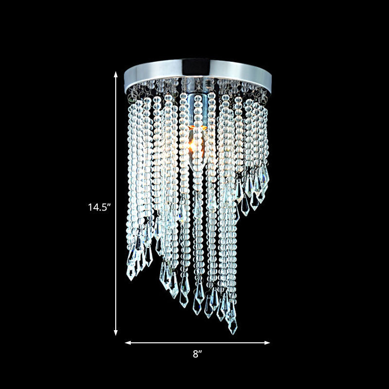 Sleek Chrome Finish Crystal Flush Mount Ceiling Light - Contemporary Corridor Spiral Design