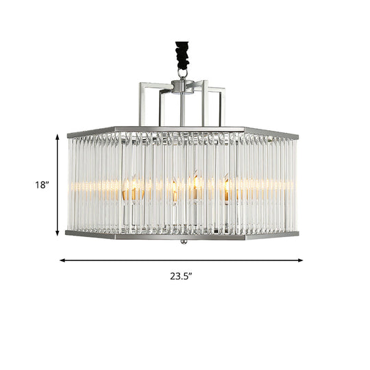 Contemporary 6-Light Chandelier Pendant With Clear Glass Shade & Chrome Finish