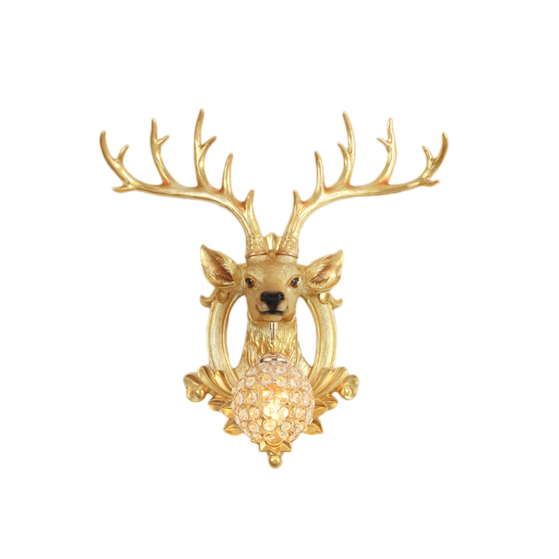 Elk Backplate Crystal Ball Wall Sconce In White/Gold - Countryside Lighting