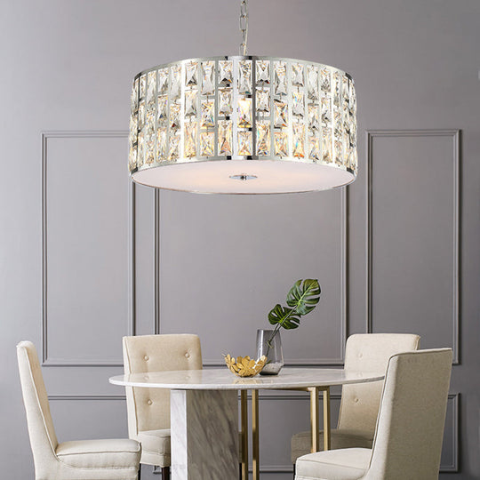 Lustre élégant en cristal à 5 ​​lumières en chrome avec diffuseur – Plafonnier suspendu élégant