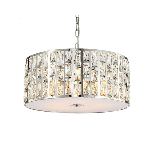 Lustre élégant en cristal à 5 ​​lumières en chrome avec diffuseur – Plafonnier suspendu élégant