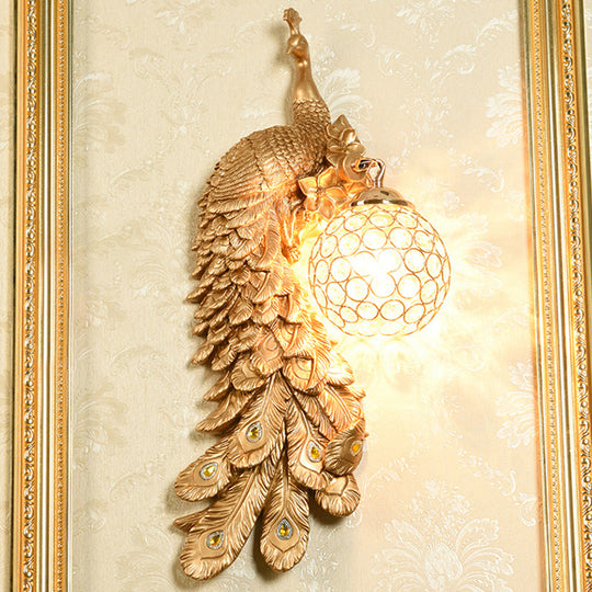 Peacock Wall Sconce With Crystal Shade In White/Blue Finish - 1/2 Pack Left/Right Gold / Left