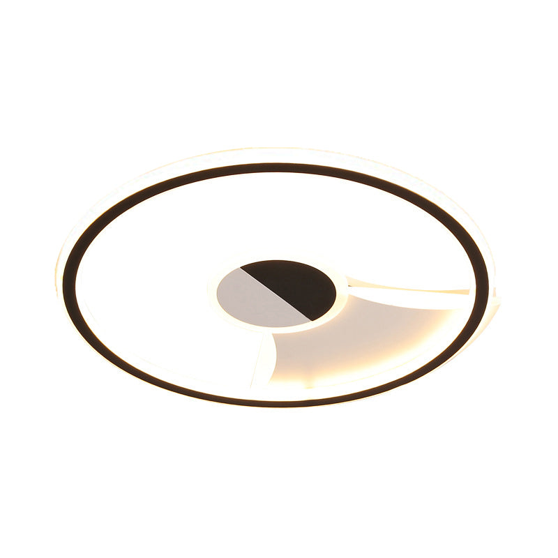 Simple Style Led Acrylic Flush Ceiling Light Black/White 16/19.5/23.5 Dia Lamp For Bedroom