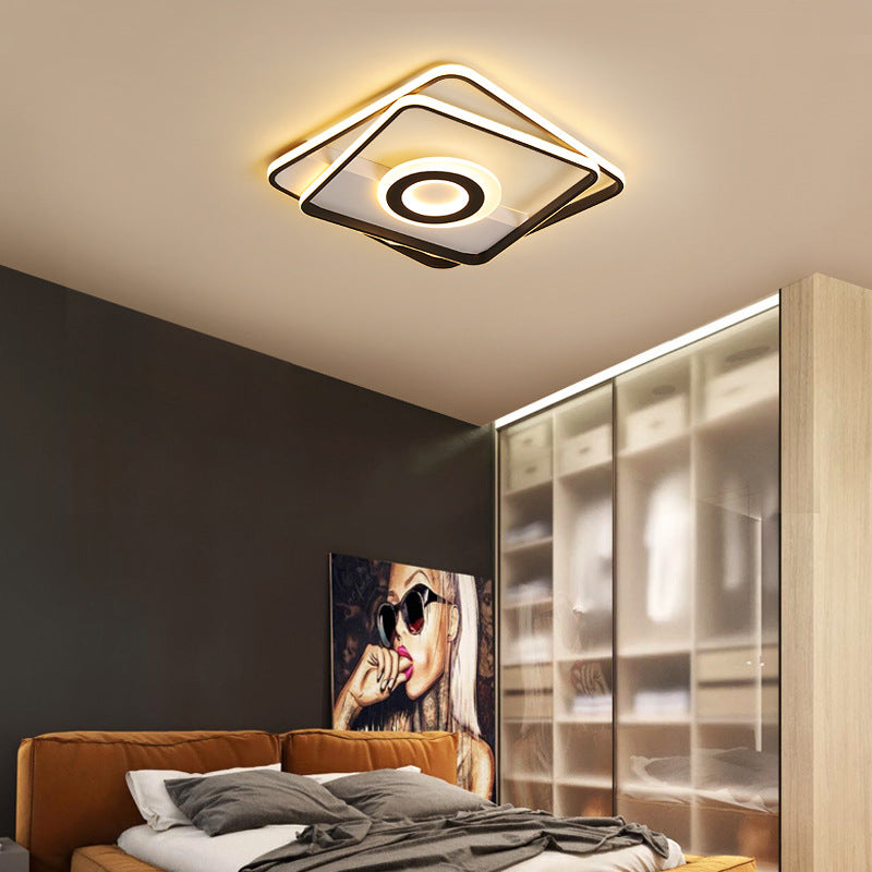 Contemporary Black Acrylic Flush Mount LED Ceiling Light for Living Room - Warm/White Light, 16"/19.5"/23.5" Sizes