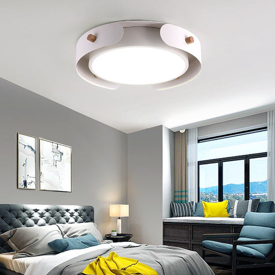 15"/19" Minimalist LED Flush Ceiling Light with Acrylic Shade - White Round Lamp, Warm/White Light