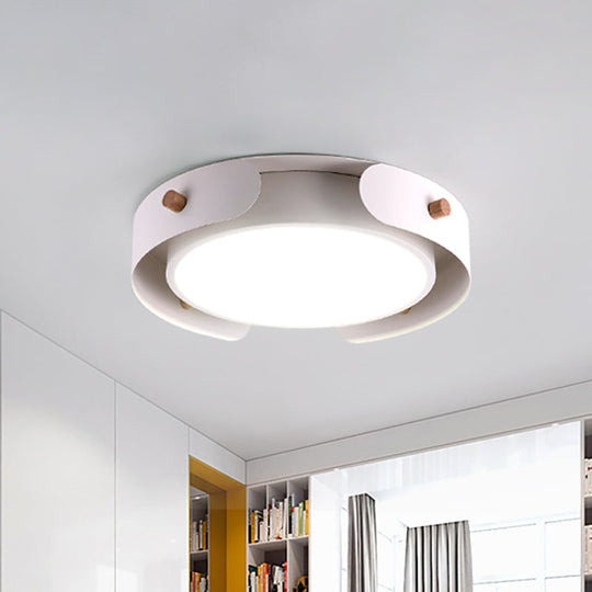 15"/19" Minimalist LED Flush Ceiling Light with Acrylic Shade - White Round Lamp, Warm/White Light