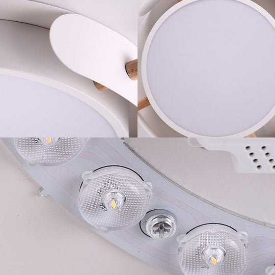 15"/19" Minimalist LED Flush Ceiling Light with Acrylic Shade - White Round Lamp, Warm/White Light