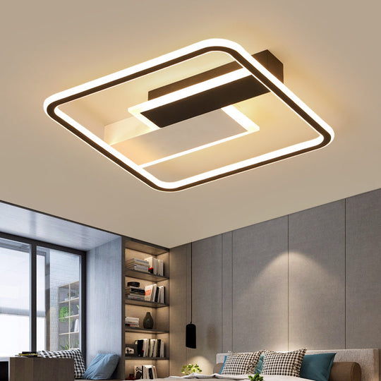 Modern Acrylic LED Flush Mount Ceiling Lamp - Black, Warm/White Light - 19.5"/37.5