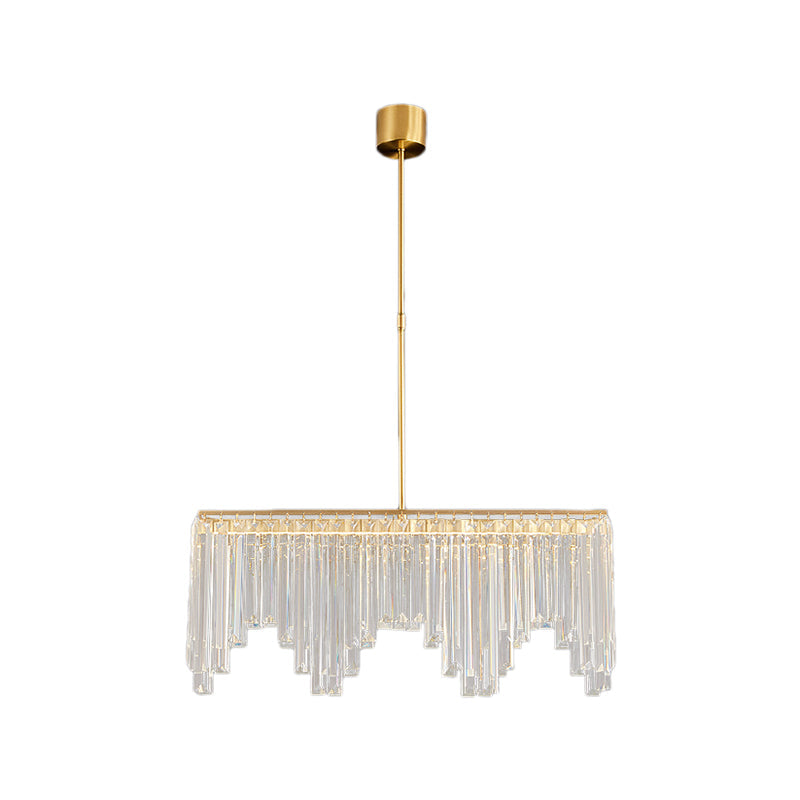 Modern Golden Linear Chandelier With Clear Crystal Led Pendant Lighting - Ideal For Living Room