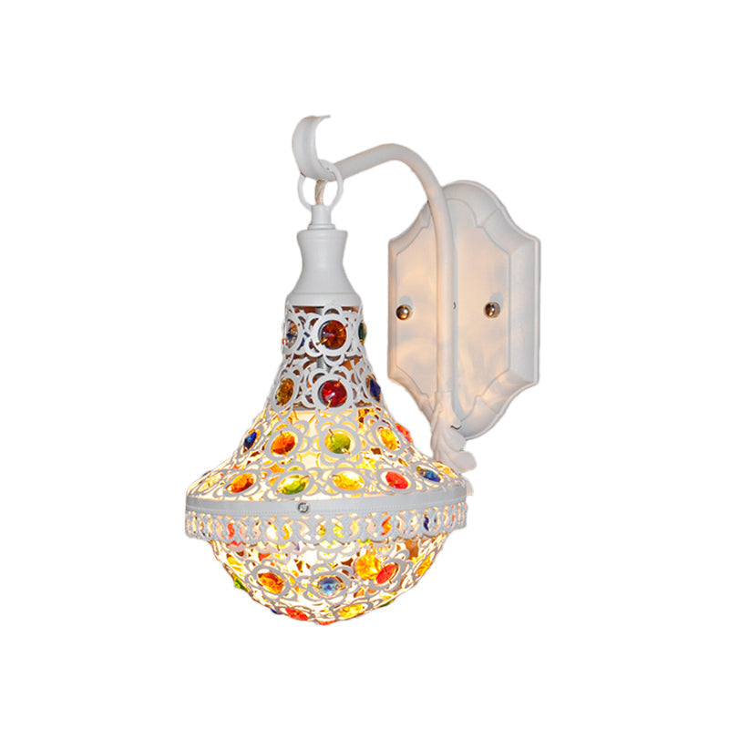 Bohemia Empire Crystal And Metal Wall Sconce - White Finish 1-Light With Jewelry Detailing