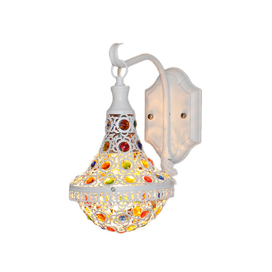 Bohemia Empire Crystal And Metal Wall Sconce - White Finish 1-Light With Jewelry Detailing