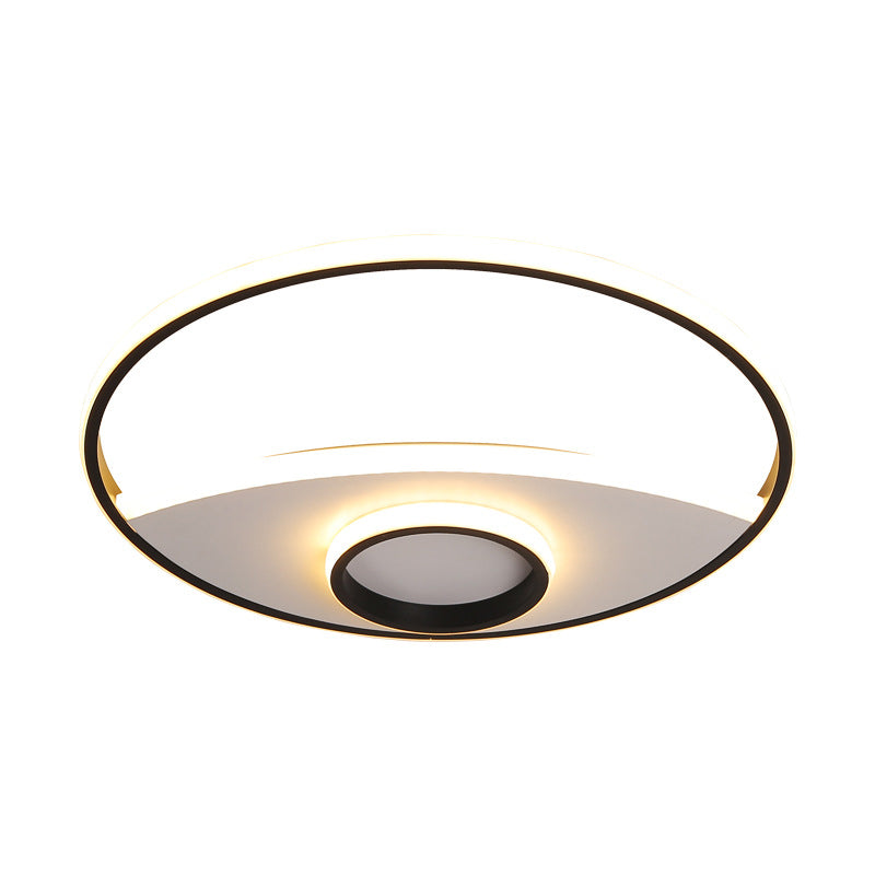 16-23.5" Dia Circular Acrylic Ceiling Lamp - Modern Black and White LED Flush Light for Bedroom - Warm/White