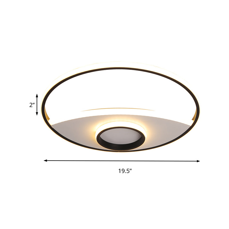 16-23.5" Dia Circular Acrylic Ceiling Lamp - Modern Black and White LED Flush Light for Bedroom - Warm/White