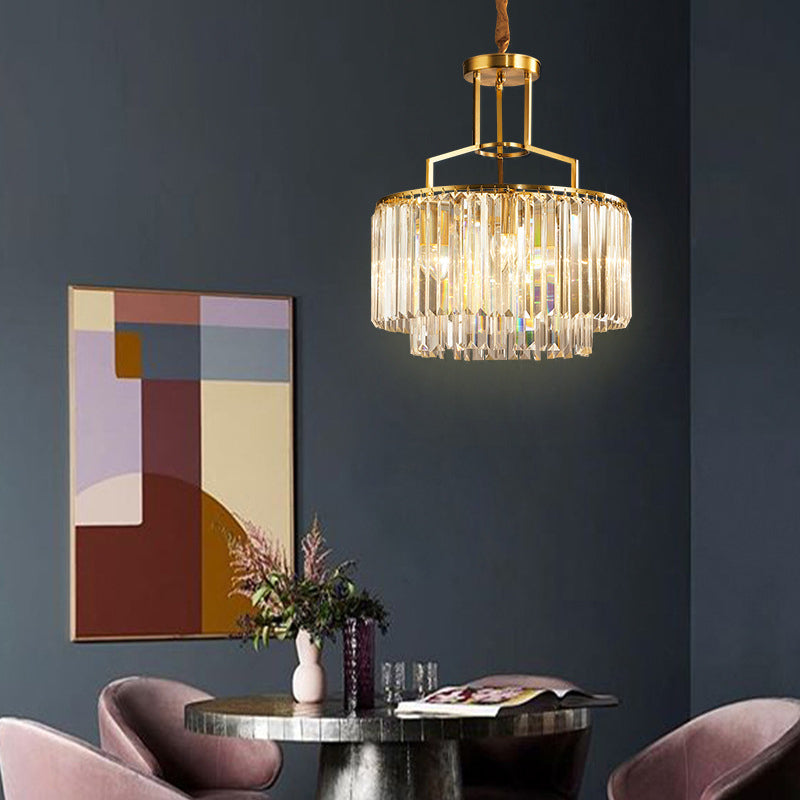 Modern 2-Tier Crystal Prism Pendant Chandelier - Gold Finish 8 /