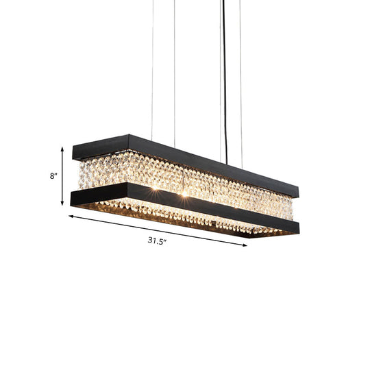 Contemporary Black/Gold Crystal Island Pendant Lighting - Rectangle Shape 6/7/9 Lights