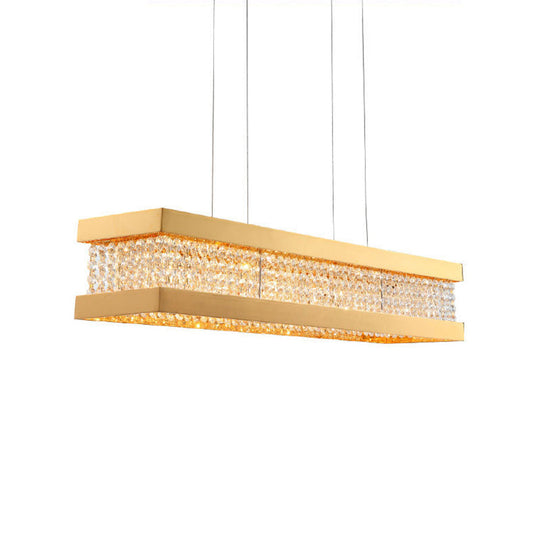 Contemporary Black/Gold Crystal Island Pendant Lighting - Rectangle Shape 6/7/9 Lights