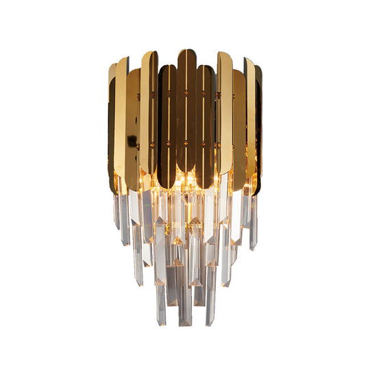 Modern Brass Wall Sconce With K9 Crystal Light Fixture - Perfect For Bedroom Lighting