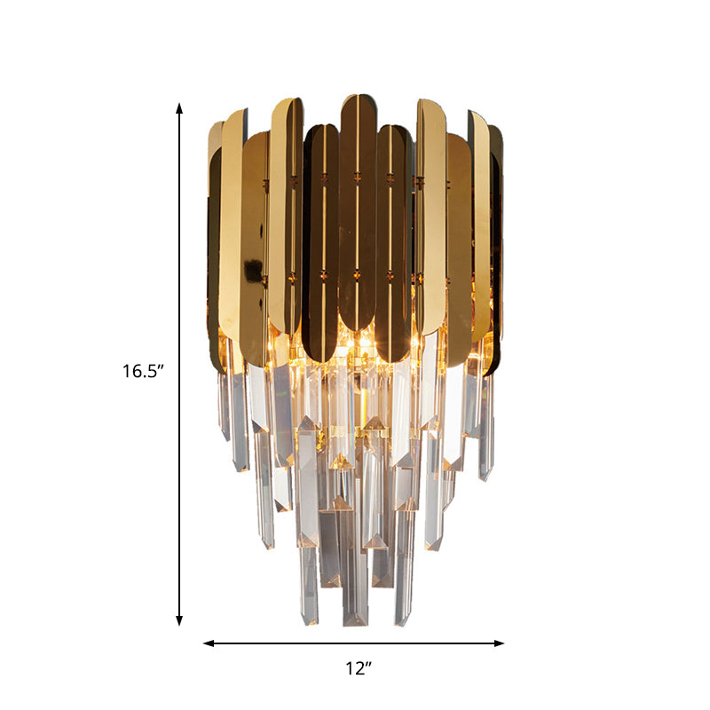 Modern Brass Wall Sconce With K9 Crystal Light Fixture - Perfect For Bedroom Lighting