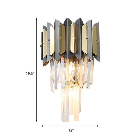 Modern Tiered Crystal Sconce Light Fixture - 3 Lights Bedroom Wall Lighting