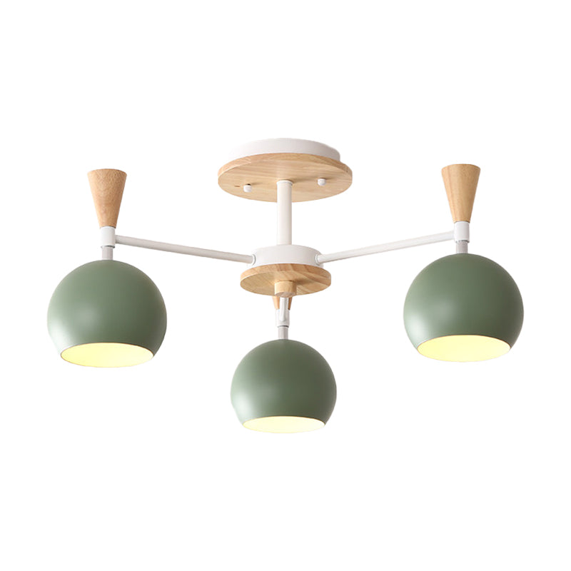 Macaron 3/6/8-Light Acrylic Dome Ceiling Lamp - Pink/Yellow/Blue Semi Flush Pendant