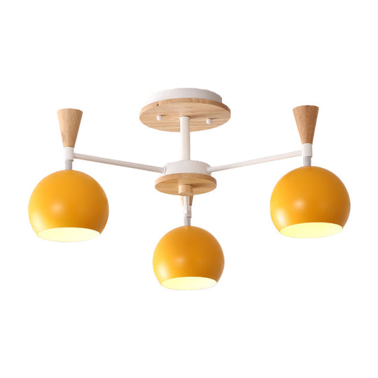 Macaron 3/6/8-Light Acrylic Dome Ceiling Lamp - Pink/Yellow/Blue Semi Flush Pendant