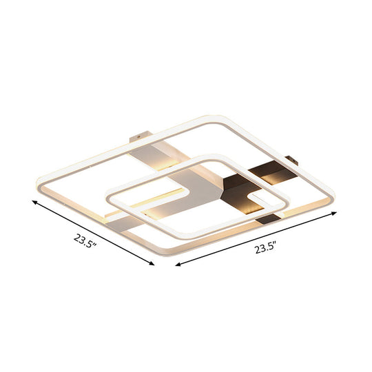 19.5"/23.5" Wide Acrylic Square Flushmount LED Ceiling Lamp in White Light