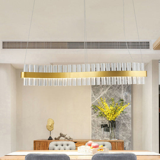 Modern Gold Led Hanging Glass Wavy Chandelier For Kitchen Island - 35.5/47 Wide Third Gear / 35.5