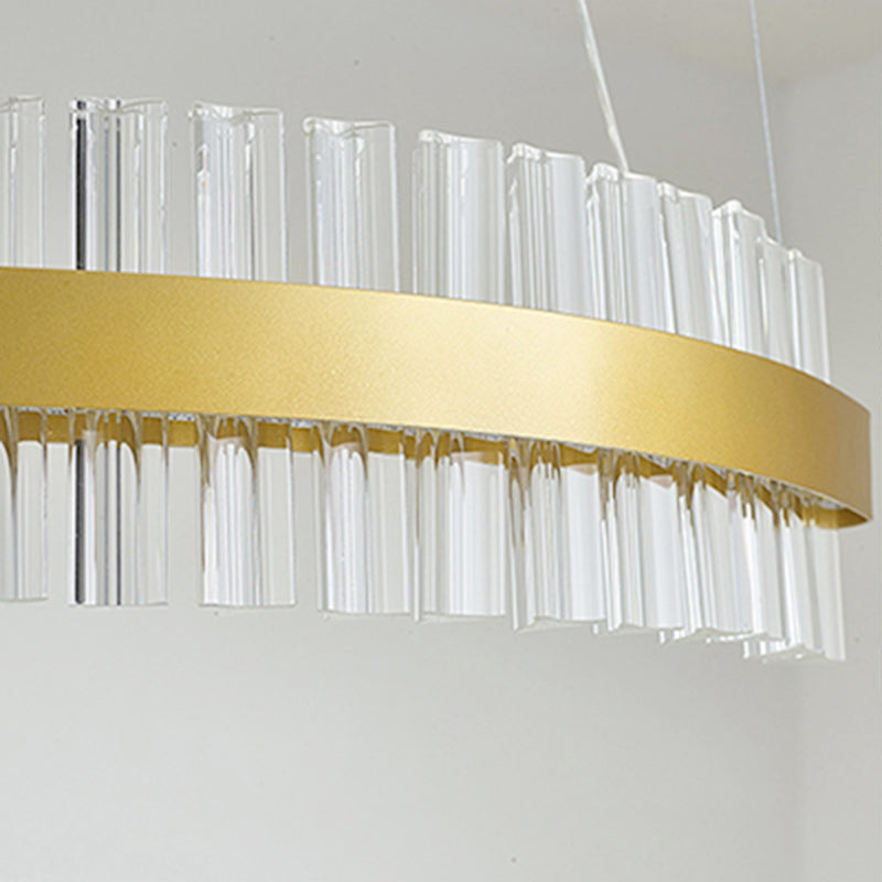 Modern Gold Led Hanging Glass Wavy Chandelier For Kitchen Island - 35.5/47 Wide Third Gear