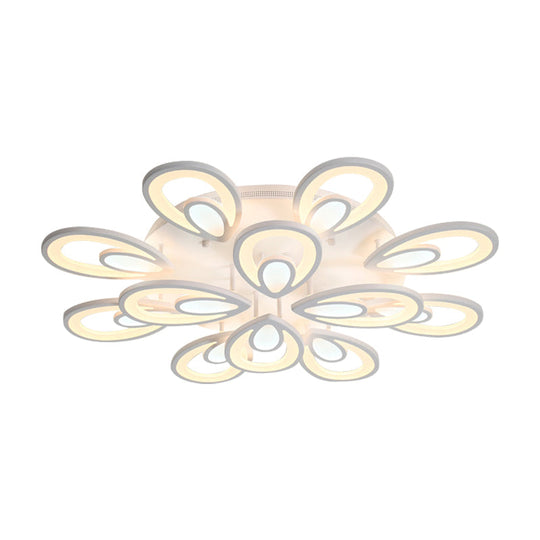 Contemporary LED Petal Flush Mount Light Fixture: 6/12/15 Lights, Warm/White/Natural Light, White Ceiling Lighting