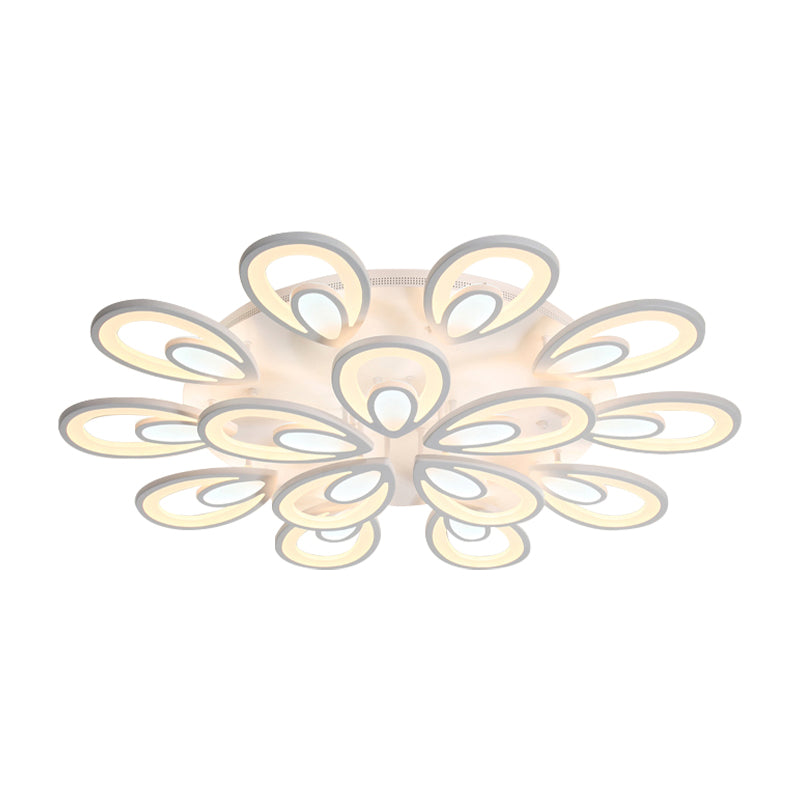 Contemporary LED Petal Flush Mount Light Fixture: 6/12/15 Lights, Warm/White/Natural Light, White Ceiling Lighting