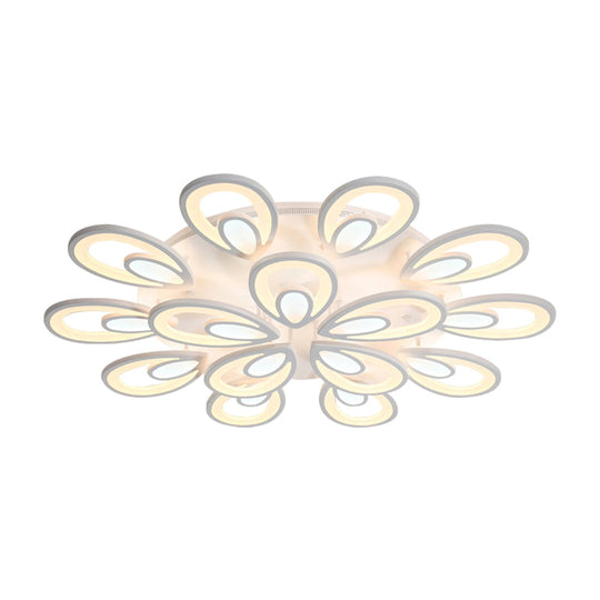 Contemporary LED Petal Flush Mount Light Fixture: 6/12/15 Lights, Warm/White/Natural Light, White Ceiling Lighting