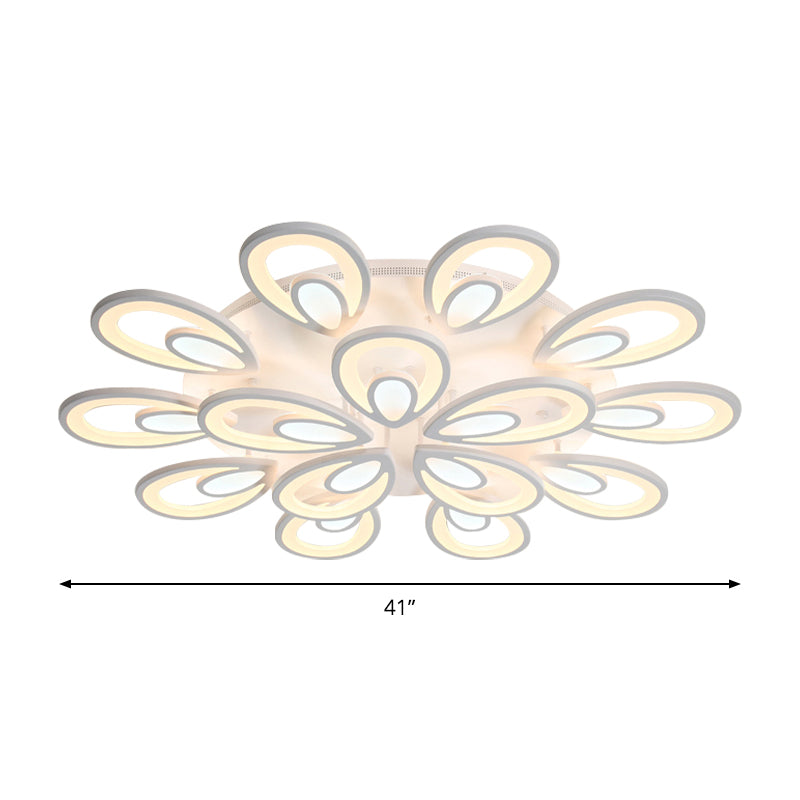 Contemporary LED Petal Flush Mount Light Fixture: 6/12/15 Lights, Warm/White/Natural Light, White Ceiling Lighting